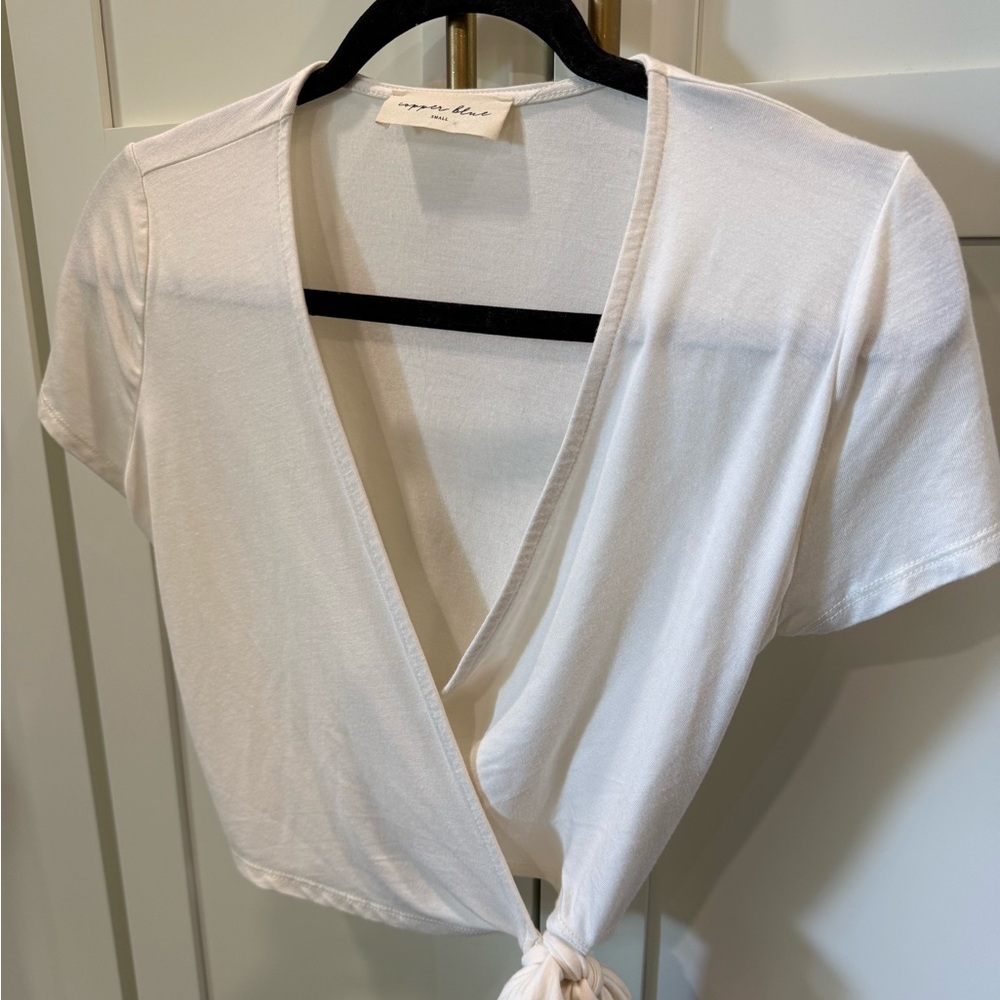 American Threads Cream Wrap Blouse